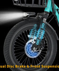 Electric Tricycle For Adults With Fat Tires Folding Three Wheeler E Bike Step Through Etrike With Removable Battery And Large Basket Peak 700W And 1100W Power front wheel, dual disc brake, fat tire, front suspension