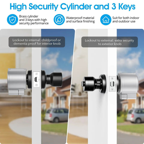 Door Knob Lockout Device With 3 Keys For Kidproof Safety, Easy Adjustable Knob Cover Lock, Prevent Keyhole Access, Matte Silver Finish