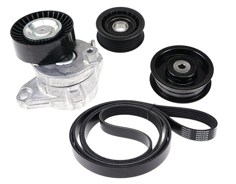 Top Tier Engine Drive Belt Tensioner And Idler Pulley Kit That Fits C230 C280 C300 C350 CLK350 E350 G450 Ml350 Ml550 S550 Slk350 And Lk350 For 2005 To 2011 Models Perfect Fit Replace Oem Parts No Worries. engine belt tensioner, pulleys, and belt