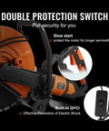 Heavy Duty Electric Concrete Saw With 16 Inch Circular Blade And A 3200 Watt Motor showcasing double protection switch features.