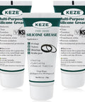 KEZE food-grade silicone grease 3-pack, 1 oz tubes in green/white packaging