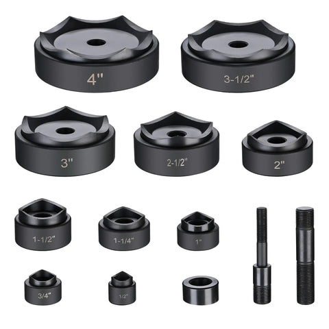 Hydraulic Knockout Punch Set 15-Ton Handheld Conduit Hole Cutter Kit with 10 Interchangeable Dies for Conduits 1/2 to 4 Inch