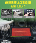 Mechanic replacing engine air filter in Subaru, highlighting signs for change; part of Must Have Cabin And Engine Air Filter Kit 2017-2026