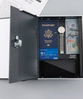 Open Hidden Diversion Book Safe With Key Lock Extra Large Black 10.5 Inch By 7.8 Inch By 2.6 Inch Metal Lock Box with valuables inside