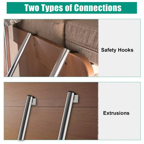 52 Inch Aluminum RV Bunk Ladder For Camper Bunk Beds Built Tough Heavy Duty Entry Ladder With 300 Lb Capacity Rust Resistant Aluminum Wide Twelve Point Eight Inch Width Easy Install, safety hooks and extrusions
