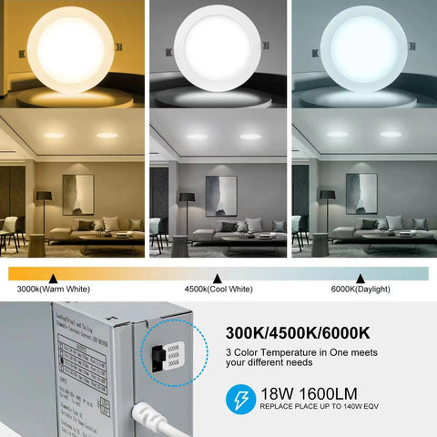 Dead Simple Flush Mount 7 Inch Led Recessed Light With Junction Box 3Cct Switchable 3000K To 6000K Dimmable Ceiling Canless Wafer Downlight Screaming Bright And Zero Headache Wiring Indoors