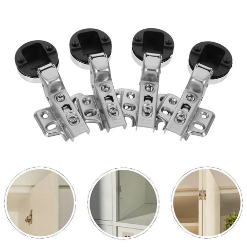 Four Piece Stainless Steel Soft Close Cabinet Door Hinges For Glass Doors With Hydraulic Damping, Self Closing, Semi Concealed