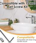 Heavy Duty Set Screw Kit For Quick Faucet Handle Fixes Top Shelf Moen 155023 Replacement Parts in a modern bathroom scene.