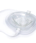 Pack of 5 Single Valve CPR Rescue Masks in Red Hard Case for Adult and Child, Pocket Resuscitator with Elastic Strap, close-up of one mask