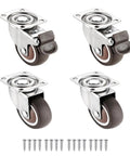 Heavy Duty 1.5 Inch Plate Caster Wheels Set Of 4 Low Profile Swivel Casters For Furniture DIY with rubber wheels and screws