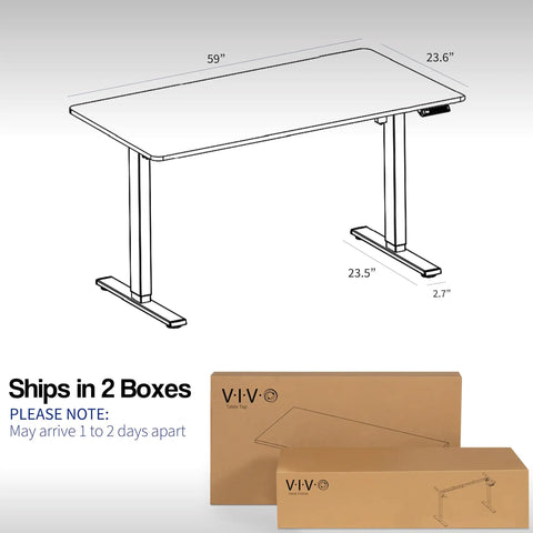 Diagram of Electric Standing Desk With Memory Height Adjustment, 60 X 24 Inch One Piece Black Top, Holds Up To 220 Lbs, 1B Series, Black Frame.