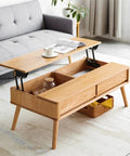 Wooden coffee table with Two Piece Folding Coffee Table Hinges Set With Lifting Top Frame, open showing storage space.