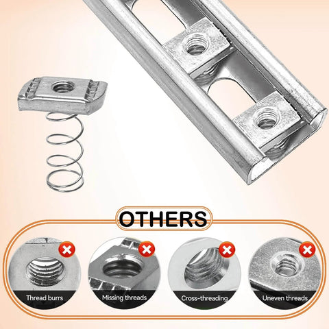 Zinc-plated spring strut channel nut delivers fast, vibration-resistant mounting for 1/4-20 and 3/8-16 channels