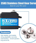 35Kg Coreless Digital RC Servo 7.4V Waterproof Stainless Steel Gear with high resolution potentiometer for crawler buggy truck
