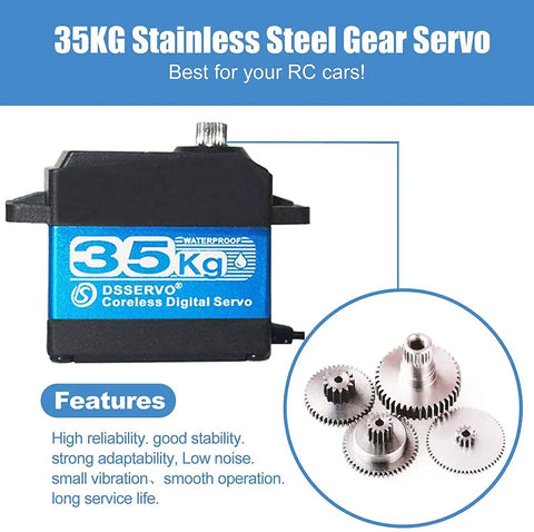 35Kg Coreless Digital RC Servo 7.4V Waterproof Stainless Steel Gear with high resolution potentiometer for crawler buggy truck