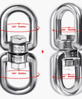 Badass Heavy Duty 304 Stainless Steel Double Ended Swivel Eye Hook With Rust Proof Snap Hooks For Tree Swing and Spinner Hanger Smooth 360 Spin.
