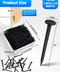 Heavy Duty Black Upholstery Tacks 1 Inch Bulk Furniture Hardware For Fast Home Repairs Strong Steel Pins displayed in a clear box.