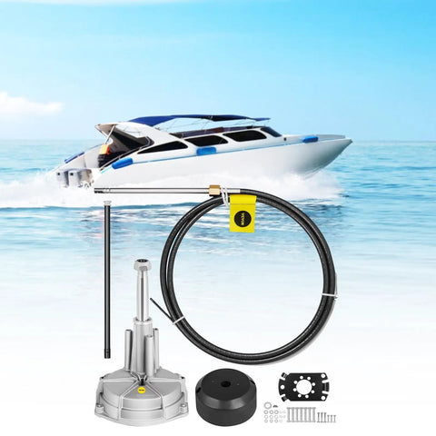 Ultimate Outboard Boat Steering Kit With 14 Ft Control Cable Three Quarter Inch Tapered Shaft Marine Grade Alloy Built For Yachts And Fishing Boats Easy Install Rock Solid Steering On Any Watercraft