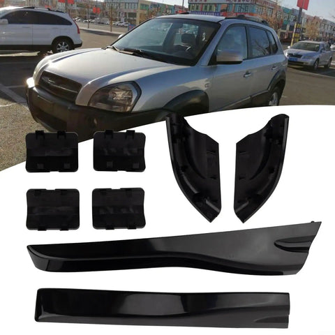 Premium Black Protective Shell Caps For Hyundai Tucson 2004-2008 Roof Rack Rails Kit - Durable High Temp Resistant End Covers on silver SUV