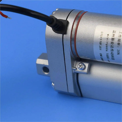 Built Rock Solid 500 Mm 24V Electric Linear Actuator Heavy Duty Push Rod Motor close-up showing connector and details.