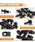 Badass Garage Ready Heavy Duty Auto Bumper Fender Liner Push Clip U Nut Bolt Fastener Rivet Repair Kit 35 Piece Engine Splash Shield Guard Hardware Set includes nylon push clips, black body bolts, and extruded u-nuts.