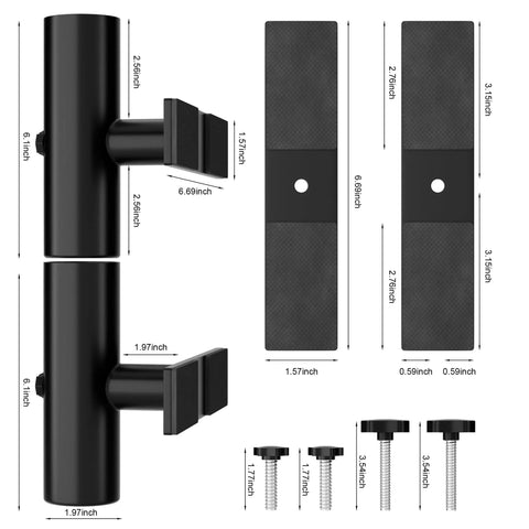 Heavy Duty Patio Umbrella Clamp Mount With Triple Knob Grip For 1.3 To 2 Inch Poles detailed measurements and components