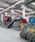 No Nonsense Commercial Dual Rotor Tire Volume Reducer With High Torque Two Shaft Setup for shredding tires in operational facility.