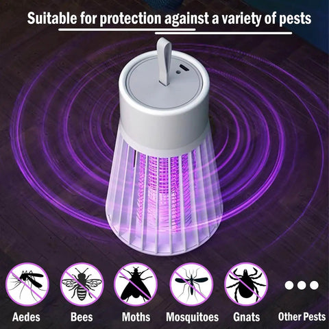 Rechargeable Bug Zapper With Safety Grid Portable Cordless Mosquito Killer Lamp With USB Charging UV Purple Light