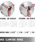 4 Inch Self Centering Lathe Chuck With Three Jaws And Two Sets Of Jaws For Grinding And Milling Machines, jaw display diagram