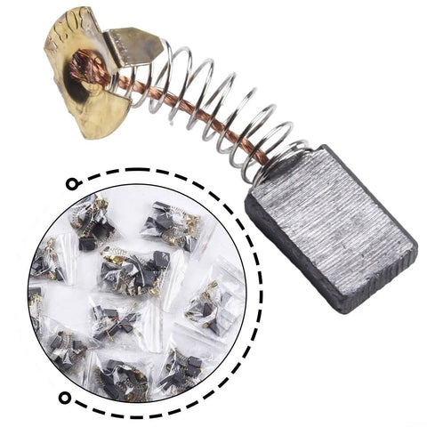 Close-up of one carbon brush and packaging from 60 Piece Electric Motor Carbon Brush Set With 10 Different Sizes Replacement Kit
