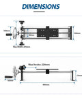Manual Force Test Stand With Horizontal Spiral Stroke 220mm And 500N Capacity Handwheel Controlled Dialed In Spiral Mechanism For Precise Tension And Pull Testing Compact 9Lb Steel Frame With Preinstalled Fixed Clamp Includes HJJ001 APW Clamp showing dimensions