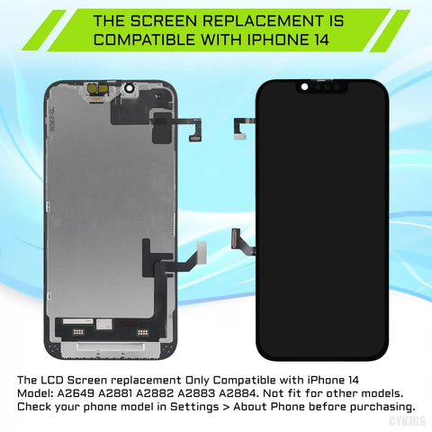 IPhone 14 6.1 Inch Screen Replacement With Proximity Sensor And Earspeaker Flex Cable, 3D Touch LCD Digitizer Full Assembly