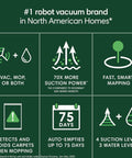 Infographic highlighting features of Combo Robot Vacuum And Mop With AutoEmpty Dock, Hands Free Cleaning For Up To 75 Days and more.