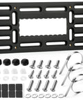 Heavy Duty Universal Front License Plate Bracket Mount No Sweat Setup For Standard Twelve By Six Inch Us Plates with complete fasteners.