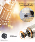 Beefy 2.2KW 110V Water Cooled Spindle Motor 80mm Body High Speed 24000RPM With ER20 Collet 15A 400Hz For CNC Router Engraver