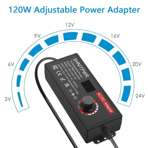 Universal Power Supply Adapter 120W With Adjustable DC Output 3.5V-24V