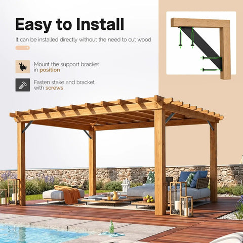Set Of Four 45 Degree Angle Pergola Brackets Heavy Duty Connectors For Wooden Structures Gazebos Carports Treehouses And Slides