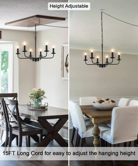 12 Light Black Farmhouse Chandelier, 32 Inch Large Foyer Ceiling Light Fixture over dining table
