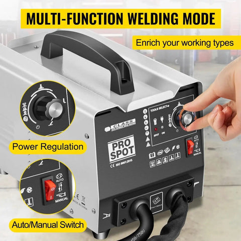 Pro Grade Stud Welder Dent Repair Kit With 1.8KW Spot Welder Auto Or Manual Welding And 7 Adjustable Modes control panel