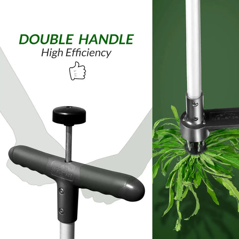 Upgraded Stand Up Weed Puller With 38 Inch Long Handle Five Claw Root Puller For Dandelions Back Friendly Weeding Tool in use