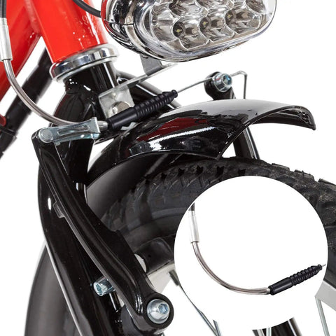 Close-up of V Type Bike Brake Noodles Set With 3 Front 90 Degree Noodles And 3 Rear 110 Degree Noodles Plus 6 Rubber Boots Cable Guide Tubes for easy replacement and smooth braking on daily rides.