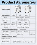 Professional Oil Free Diaphragm Vacuum Pump With Adjustable Pressure For Precise Liquid Filtration And Lab Extraction product specifications and dimensions.