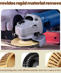 Angle grinder using Five Piece Wood Carving Disc And Rotary Burr Rasp Set For 4 Inch Or 4.5 Inch Angle Grinders