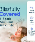 Bottomless Bath Overflow Drain Cover In Polished Bronze Tub Accessory Built To Hold Extra Inches Of Water And Ban Dreadful Trickle Sounds For A Straight Up Game Changing Spa Night with woman enjoying a bath.