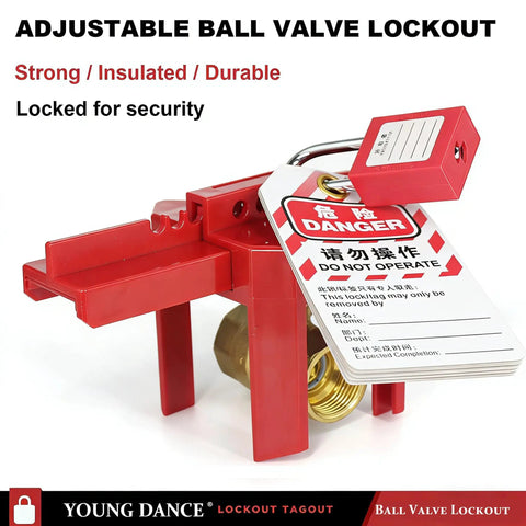 Adjustable Ball Valve Lockout Device For Half Inch To Two And A Half Inch Pipes Red Outdoor Water Spigot Lock