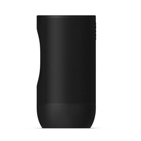 Side view of Move 2 Black Portable Bluetooth Speaker with dual tweeters for rich stereo sound, crisp vocals, deep dynamic bass.