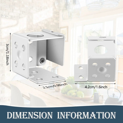 Six Piece 1 Inch White Blind Bracket Set For Box Mounting, low profile headrail brackets with dimensions shown