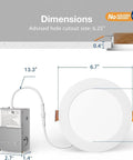 Dimensions of 2 Pack 6 Inch Led Recessed Ceiling Lights With Slim Wafer Profile And Built In Junction Box.