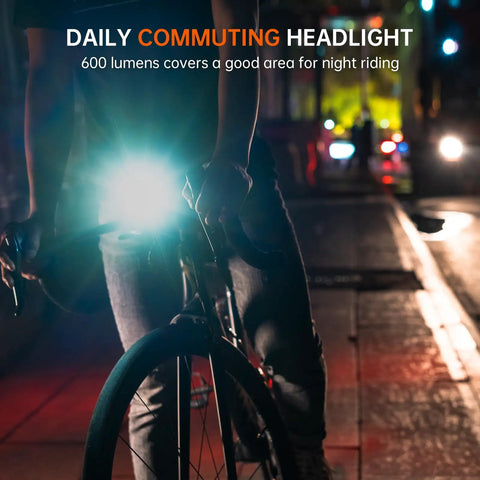 600 Lumen Bike Front Light With Wired Remote Switch Anti Glare Beam For Roadies And City Riders 6 Brightness Levels 125 Meters Max Range USB Rechargeable IPX6 Waterproof