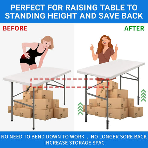 Give Your Workspace A Sweet Upgrade Featuring Hella Sturdy Folding Table Risers And Adjustable Leg Extenders for easy height adjustment.